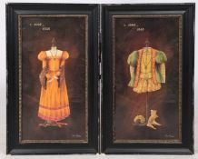 AFTER LIEVE HERMAN, PAIR OF OLEOGRAPH STUDIES OF 16TH CENTURY COSTUMES (2).