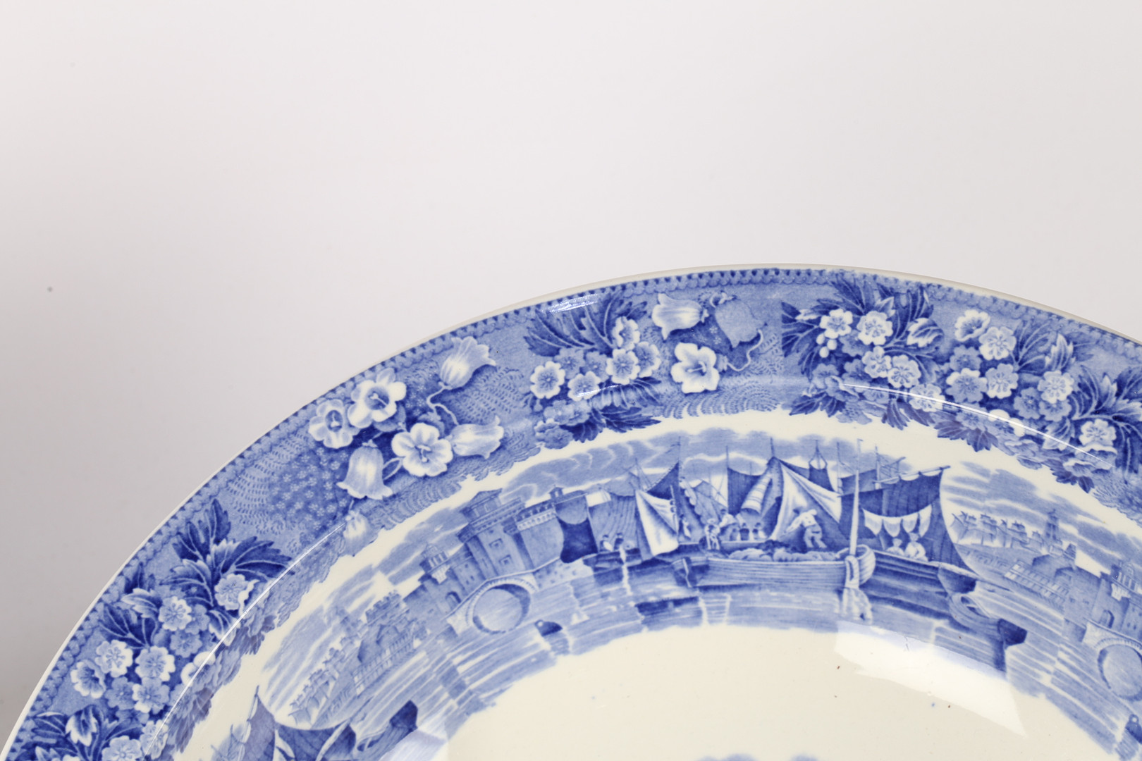 TWO LARGE BLUE AND WHITE TRANSFER DECORTAED BASINS/BOWLS. - Image 5 of 11