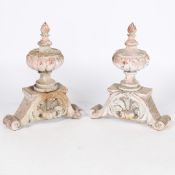 A PAIR OF SUBSTANTIAL CAST IRON ANDIRONS/FIREDOGS.