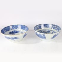 TWO 19TH CENTURY BLUE AND WHITE TRANSFER DECORATED PUNCH BOWLS, (2).