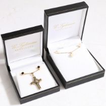 TWO 9 CARAT GOLD NECKLACE AND EARRING SETS (2).