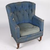 A 19TH CENTURY WING ARMCHAIR.