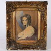 19TH CENTURY BRITISH SCHOOL, PORTRAIT OF A LADY, UNSIGNED WATERCOLOUR.