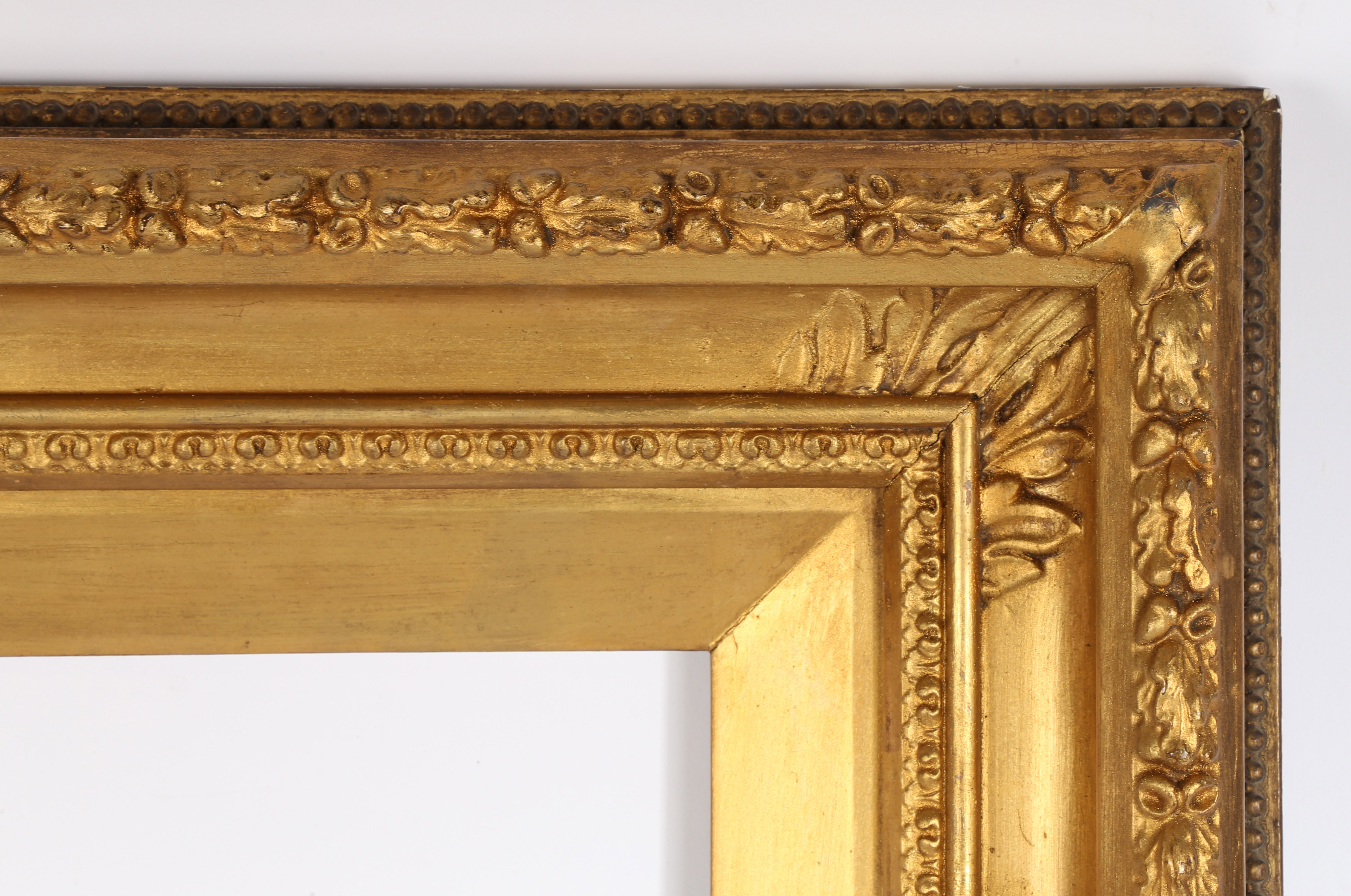 19th century straight picture frame with acanthus leaf corners - rebate size  10in x 8in