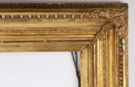 19th century English straight pattern picture frame with egg and dart edges - rebate size 40in x