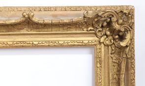 19th century English heavily swept picture frame with centres and corners - rebate size 23in x 38in