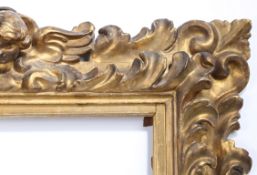 17th century carved Florentine picture frame with rare Cherub head motifs - rebate size 26in x 18in