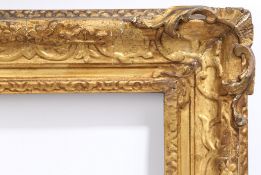 18th century English carved picture frame with pierced corners - rebate size 16in x 13in