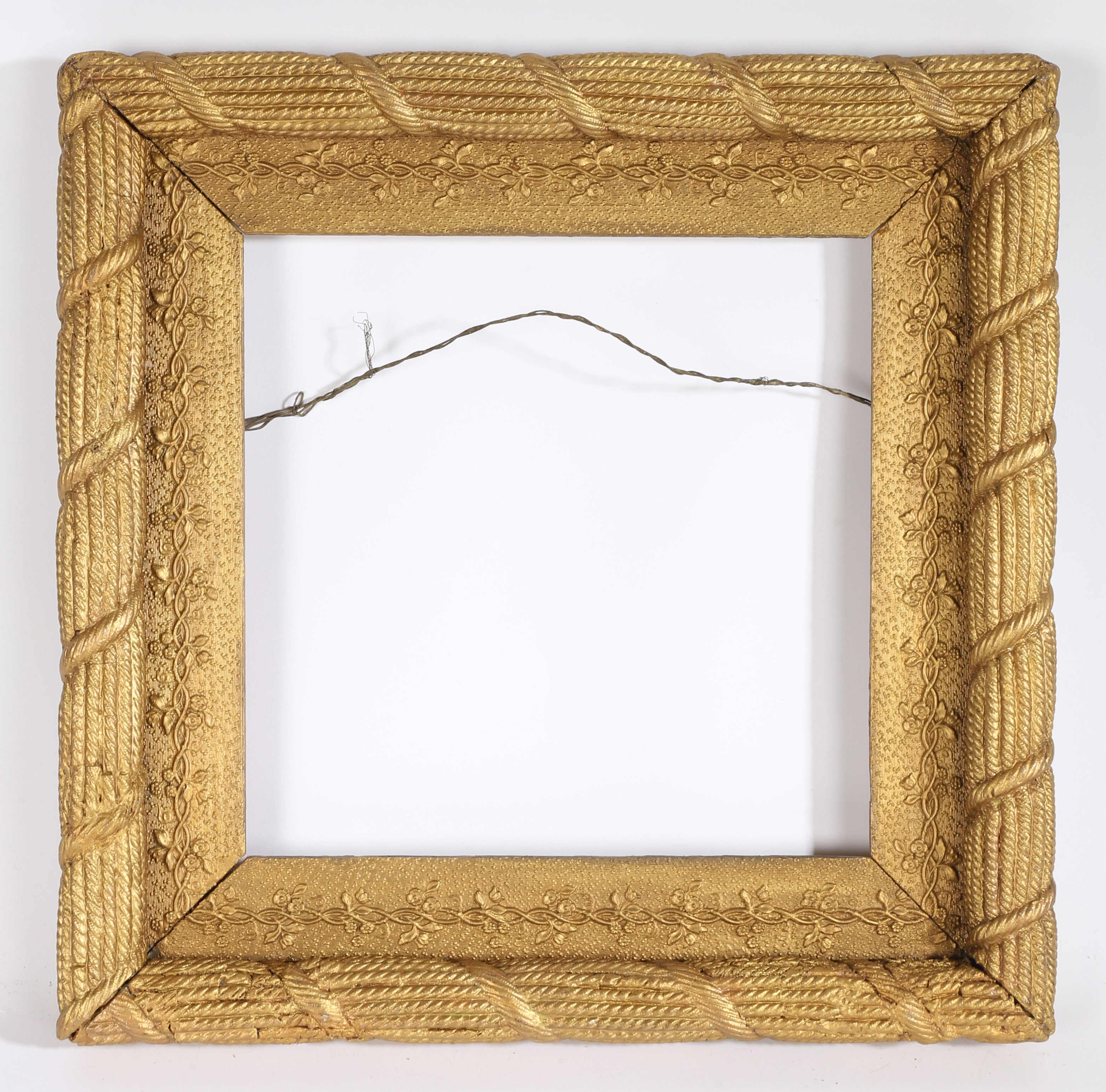 19th century rope pattern marine picture frame - rebate size 11.5in x 11.5in - Image 3 of 3