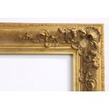 19th century Straight pattern picture frame with heavy moulded corners (A/F) - rebate size 28in x