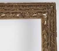 19th century intricately carved painted picture frame with running designs - rebate size 50in x