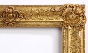 19th century moulded picture frame with centres and corners - rebate size 27in x 21in