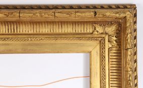 19th century English straight pattern picture frame with acanthus leaf corners - rebate size 14in