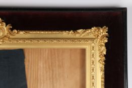 19th century Victorian box frame with velvet back - rebate size  16in x 14in