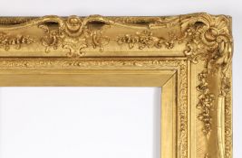 19th century English picture frame, swept centres and corners - rebate size 9in x 12in