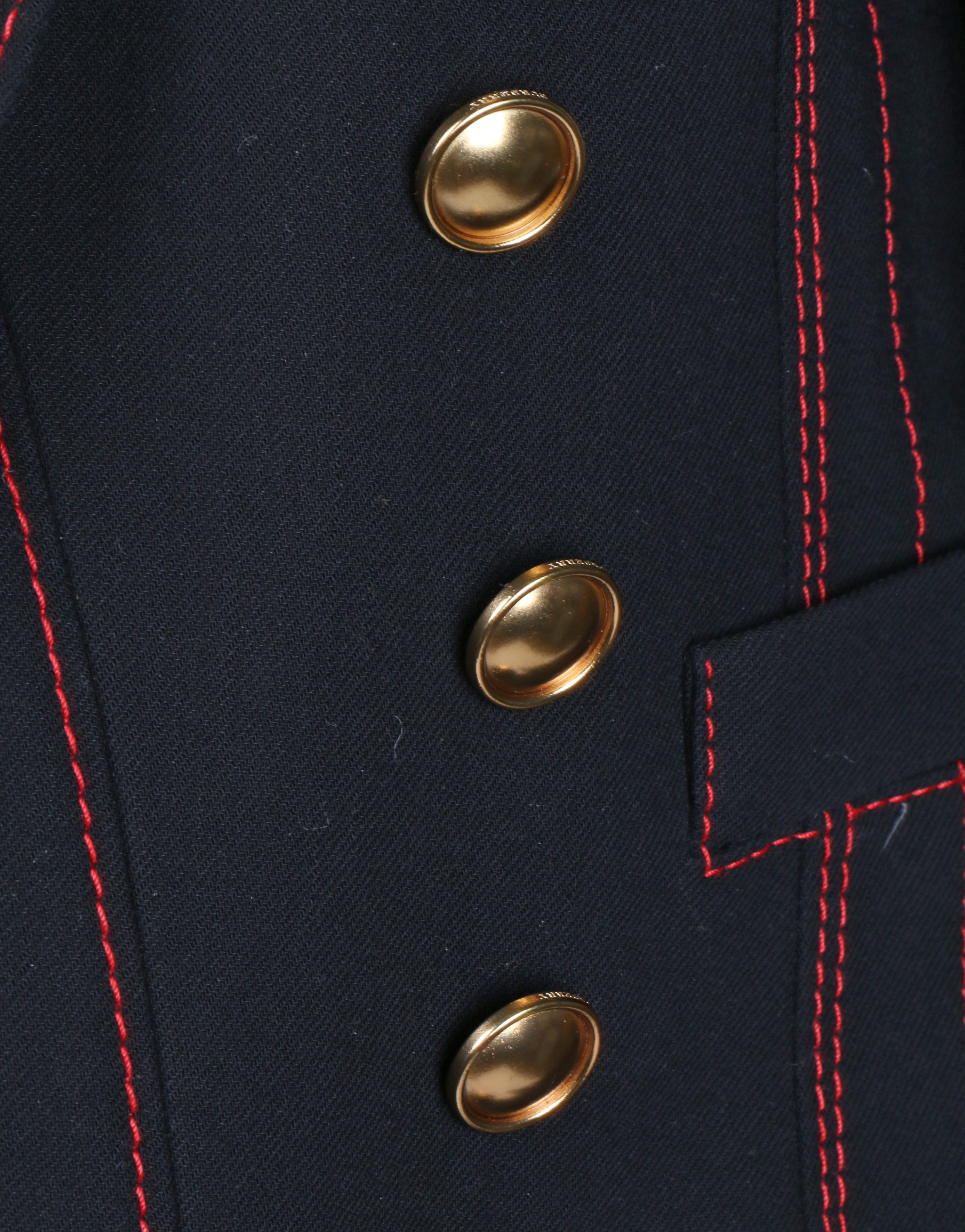 A Burberry London black wool mix blazer with red accent stitching and gilt buttons, size 6. - Image 2 of 2