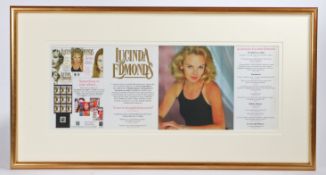 A framed print of ‘Lucinda Edmonds publications', 73cm x 39cm