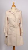 A Gucci cream wool belted coat with multiple pockets, size 38