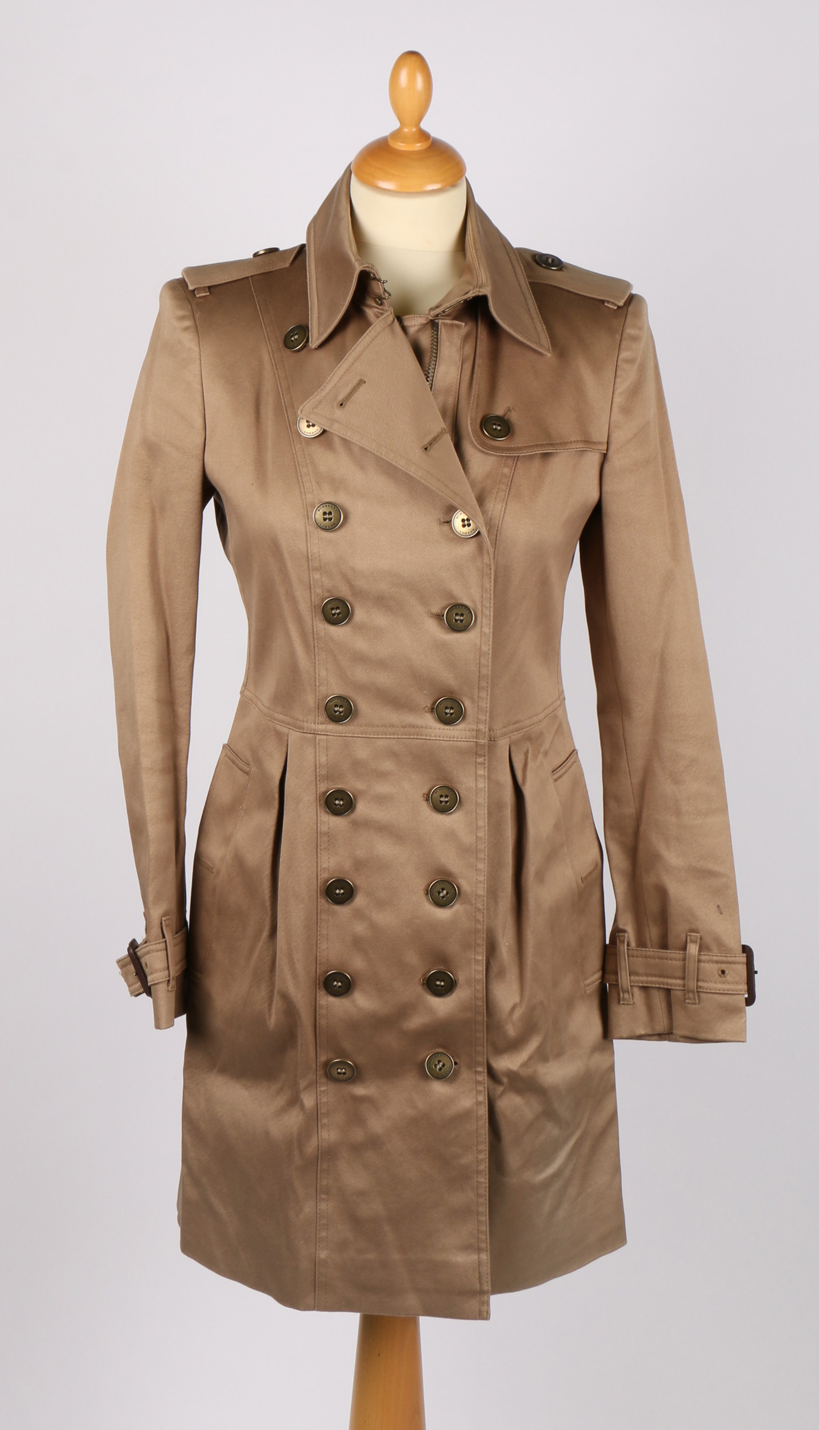 A Burberry of London classic beige mackintosh trench coat, size FRA 36