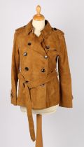 A Coach ochre suede double breasted jacket, size XS.