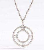 In the style of Tiffany & Co. An 18 carat white gold and diamond "Atlas" pendant necklace, the