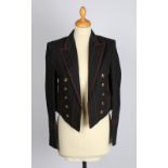 A Burberry London black wool mix blazer with red accent stitching and gilt buttons, size 6.