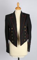 A Burberry London black wool mix blazer with red accent stitching and gilt buttons, size 6.