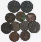 A collection of George I-George III coins, farthings, 1733, two 1736, 1746, 1754 and another, George