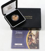 A Royal Mint proof sovereign, 2006, St. George and dragon, cased with certificate