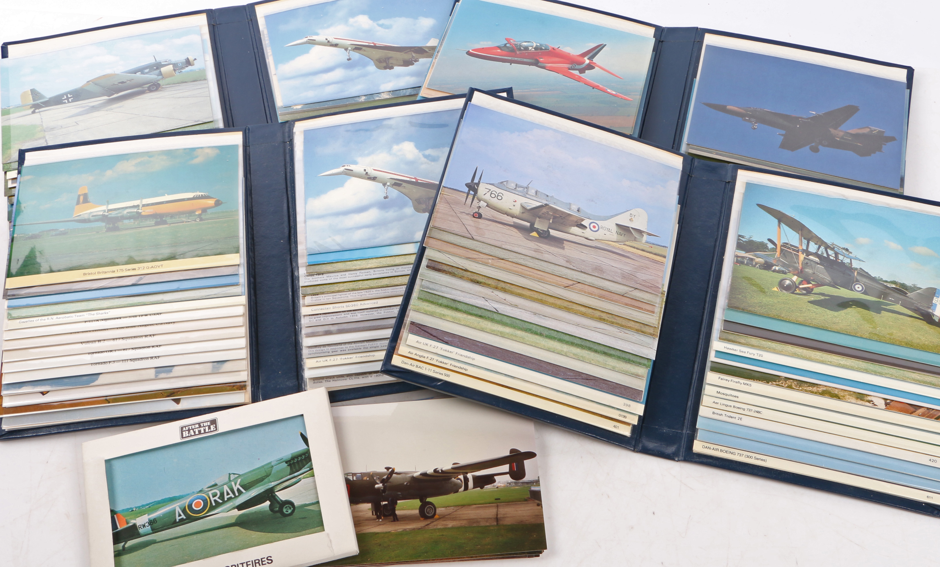 A collection of postcards depicting planes, housed in four book form albums + loose
