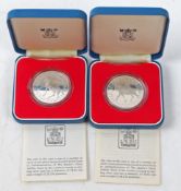 Two Queen Elizabeth II silver jubilee sterling silver crowns, 1977, cased with certificates (3)