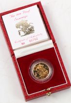 A Royal Mint proof sovereign, 1986, St. George and dragon, cased with certificate