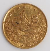 A Turkey 50 Kurush gold coin 1878