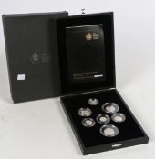 A Royal Mint 2008 United Kingdom coinage Royal Shield of Arms silver piedfort collection, consisting