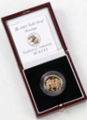 A Royal Mint proof sovereign, 1998, St. George and dragon, cased with certificate