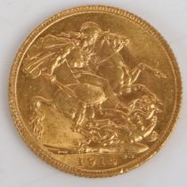 A George V gold sovereign, 1914, St. George and the dragon