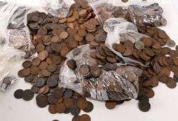 A collection of copper coins, George III and later, pennies, half pennies etc. (qty)