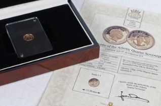 The London Mint battle of the Atlantic quarter sovereign, cased
