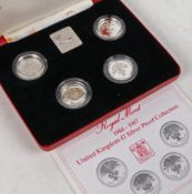A Royal Mint 1984-1987 United Kingdom £1 silver proof collection, cased with certificate