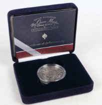 A Royal Mint Queen Elizabeth the Queen Mother centenary year silver proof crown, cased with