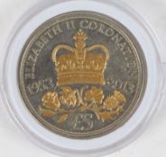 A Bailiwick of Jersey £5 coin 2013, commemorating Queen Elizabeth II's diamond jubilee, with gilt