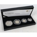 A Royal Mint 2008 silver proof Britannia collection four coin set, cased with certificate
