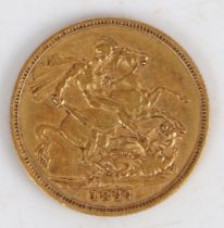 A Queen Victoria sovereign, 1877, St George and the Dragon