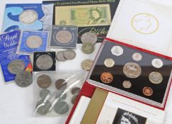 A collection of commemorative and other coins to include 2003 £2 silver Britannia, 2002 United