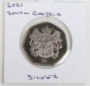 A South Georgia and South Sandwich Islands silver 50p, 2021
