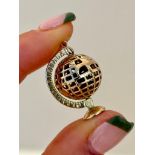 Large Yellow Gold Articulated Globe Charm Pendant