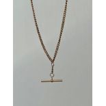 9ct Yellow Gold Double Albert Chain w/ Double Dog Clip and TBar