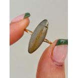 Antique Agate Navette Ring in Gold
