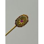 Victorian 15ct Yellow Gold Ruby Stick Pin