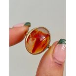 Chunky 9ct Yellow Gold Cabochon Agate Ring